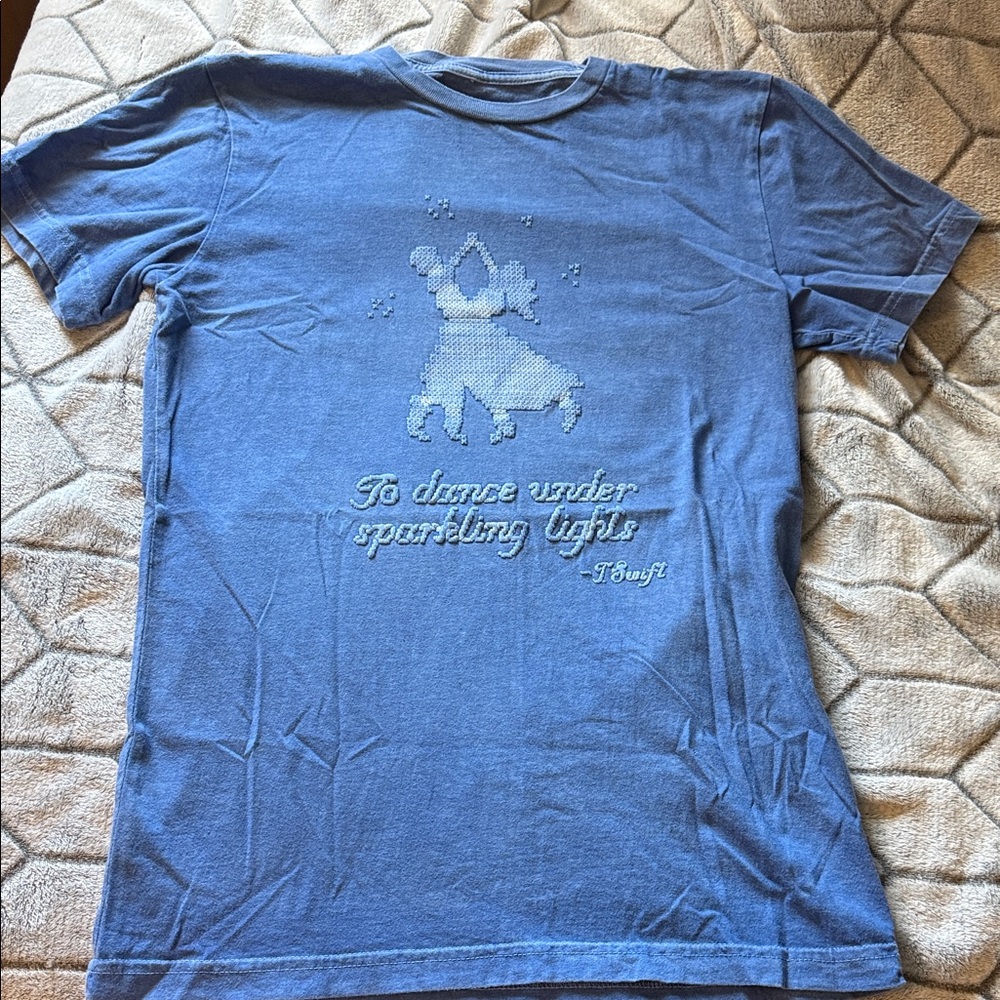 RARE Taylor Swift Christmas Tree Farm Shirt To Dance Under Sparkling Lights Blue